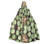 YYHHAOFA Hedgehogs Cactus Prints Hooded Cloak Throw for Cosplay - Long Sleeves, Durable Festival Layer