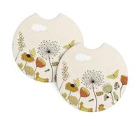 YYHHAOFA Hen Flying Butterflies Among Flowers Prints Car Cup Coasters 2-Pack - Engineered Neoprene Layers: Heat, Spill & Scratch Defense