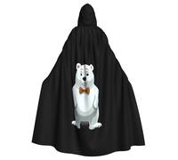 YYHHAOFA Hesitant White Bear Pattern Halloween Adult Hooded Cape Men'S And Women'S Clothing Mantle Role-Playing