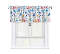 YYHHAOFA Hockey Elements Creative Patterned Prints Durable Kitchen Window Layer - 54x18 Inch 100% Polyester Valance with Precision Construction