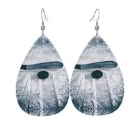 YYHHAOFA Hockey Sports Prints Teardrop Leather Earrings - Lightweight Dangles with Silver-Plated Hooks, Vivid Color & Rust-Resistant Design for Parties & Gifts