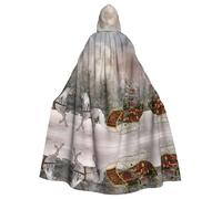 YYHHAOFA Horse-drawn cart loaded with Christmas trees Prints Hooded Cloak - Long Polyester Throw for Cosplay & Halloween