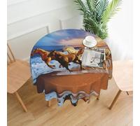 YYHHAOFA Horses on The Beach Prints Round Decorative Tablecloth 60in - High-Grade Polyester Throw for Dining Tables, Parties, & Outdoor Events