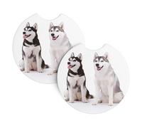 YYHHAOFA Husky Dogs Prints Car Cup Coasters 2-Pack - Stylish Drink Protectors: Keep Your Ride Clean & Fresh!