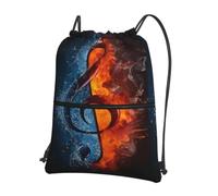 YYHHAOFA Ice and Fire Music Key Prints Drawstring Zipper Backpack - Durable, Lightweight Water-Resistant Gym Bag for Travel, Sports & Everyday Carry