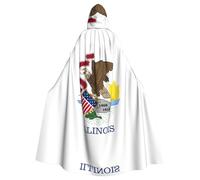 YYHHAOFA Illinois State Flag Pattern Halloween Adult Hooded Cape Men'S And Women'S Clothing Mantle Role-Playing