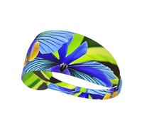 YYHHAOFA Iris Flower Butterfly Pattern Sports Headband for Women Sweat Proof Bandeau Summer Elastic Band