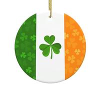 YYHHAOFA irish flag Christmas Ceramic Round Pendant Decoration - Festive Hanging Ornament for Stores, and Homes -2.9 in