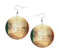 Yyhhaofa Irish Flag Prints Leather Round Earrings Pendant Stylish And Light Lightweight Dangle For Women Girls, One Size, Leather, no gemstone