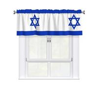 YYHHAOFA Israeli flag Prints 54x18in Curtain Valance - Durable Peach Skin Polyester Kitchen Layer with Light Filtering Floral & 3" Rod Pocket