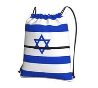 YYHHAOFA Israeli flag Prints Drawstring Zipper Backpack - Lightweight Water-Resistant Gym Duffel Bag with Pocket for Travel Sports Yoga