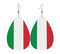 YYHHAOFA Italian flag Prints Drip Earrings - Stylish Faux Leather Drops with 925 Sterling Silver Hooks - Hypoallergenic & Long-Lasting