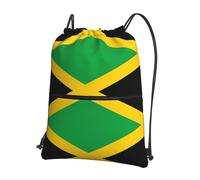 YYHHAOFA jamaica flag Prints Drawstring Zipper Backpack - Lightweight Water-Resistant Gym Duffel Bag with Pocket for Travel Sports Yoga