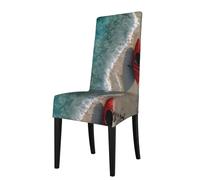 YYHHAOFA Kayak on the beach Printed dining chair cover is easy to disassemble and made of high resilience fabric that is wear-resistant