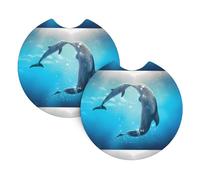 Yyhhaofa Kiss Dolphin Tale Pattern Pattern Car Interior Cup Holder Pad 2 Pc Waterproof & Quick Drying, Protects Against Spills & Scratches