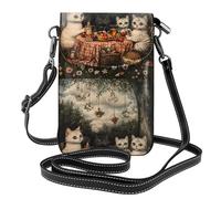 YYHHAOFA Kittens Going On A Field Trip Pattern Small Leather Women'S Crossbody Flip Phone Bag, Waterproof And Durable