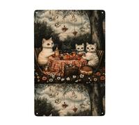 YYHHAOFA Kittens going on a field trip Prints Tin decorative painting 8x12in Made of tinplate, wear-resistant and durable