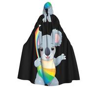 YYHHAOFA Koala Catching a Rainbow Prints Halloween Adult Hooded Cloak for Party Decoration Cosplay Costumes Stage Masquerade