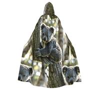 YYHHAOFA Koala On Trunk Pattern Halloween Adult Hooded Cape Large Hooded Cloak with Bow Tie, No Zipper