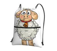 YYHHAOFA Lamb Prints Drawstring Zipper Backpack - Lightweight Gym Throw Bag with Water-Resistant Fabric & Multiple Pockets for Travel & Sports