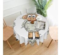 YYHHAOFA Lamb Prints Round Decorative Tablecloth 60in - High-Grade Polyester Throw for Dining Tables, Parties, & Outdoor Events