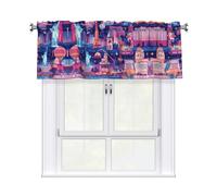 YYHHAOFA Las Vegas Night City Pattern curtain with short pole, 54x18in for kitchen, bathroom, laundry room, and studio windows, featuring a light filtering