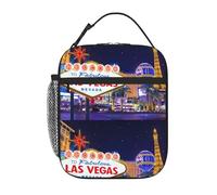 YYHHAOFA Las Vegas Night City Prints Portable Handheld Insulated Lunch Bag Suitable for Students to Work and Travel