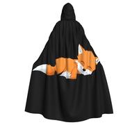 YYHHAOFA Lazy fox Printed Adult Hooded Cloak is a super large, comfortable, and durable Halloween hooded poncho