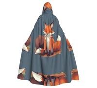 YYHHAOFA Lazy Fox Printed Halloween Adult Hooded Cloak is a super large, comfortable, and durable cloak