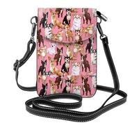 YYHHAOFA Leather Crossbody Small Cell Phone Purse 7.6x4.9in Chiwawas Dog Pink Picture For Walking, Camping, Shopping, Travel, And Outdoor Use
