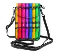 YYHHAOFA Leather Crossbody Small Cell Phone Purse 7.6x4.9in Colored Crayons Picture For Walking, Camping, Shopping, Travel, And Outdoor Use