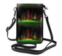 YYHHAOFA Leather Crossbody Small Cell Phone Purse 7.6x4.9in Cool Music Sound Wave Picture For Walking, Camping, Shopping, Travel, And Outdoor Use
