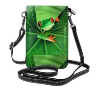 YYHHAOFA Leather Crossbody Small Cell Phone Purse 7.6x4.9in Cute Frog Picture For Walking, Camping, Shopping, Travel, And Outdoor Use