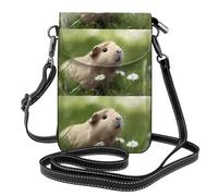 YYHHAOFA Leather Crossbody Small Cell Phone Purse 7.6x4.9in Cute Guinea Pig Picture For Walking, Camping, Shopping, Travel, And Outdoor Use