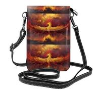 YYHHAOFA Leather Crossbody Small Cell Phone Purse 7.6x4.9in Fantasy Phoenix Picture For Walking, Camping, Shopping, Travel, And Outdoor Use