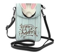 YYHHAOFA Leather Crossbody Small Cell Phone Purse 7.6x4.9in Happy Easter Eggs Bunny Tail Picture For Walking, Camping, Shopping, Travel, And Outdoor Use