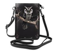 YYHHAOFA Leather Crossbody Small Cell Phone Purse 7.6x4.9in Late Night Owl Picture For Walking, Camping, Shopping, Travel, And Outdoor Use