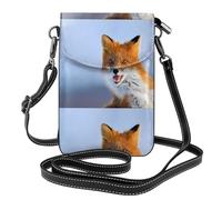 YYHHAOFA Leather Crossbody Small Cell Phone Purse 7.6x4.9in Little Fox Picture For Walking, Camping, Shopping, Travel, And Outdoor Use
