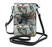 YYHHAOFA Leather Crossbody Small Cell Phone Purse 7.6x4.9in Octopus And Boat Picture For Walking, Camping, Shopping, Travel, And Outdoor Use