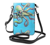 YYHHAOFA Leather Crossbody Small Cell Phone Purse 7.6x4.9in Octopus Design Picture For Walking, Camping, Shopping, Travel, And Outdoor Use