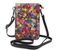 YYHHAOFA Leather Crossbody Small Cell Phone Purse 7.6x4.9in Origami Paper Cranes Picture For Walking, Camping, Shopping, Travel, And Outdoor Use