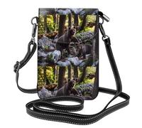 YYHHAOFA Leather Crossbody Small Cell Phone Purse 7.6x4.9in Rge And Small Black Bears Picture For Walking, Camping, Shopping, Travel, And Outdoor Use