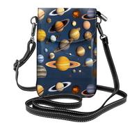 YYHHAOFA Leather Crossbody Small Cell Phone Purse 7.6x4.9in Solar System Planets Picture For Walking, Camping, Shopping, Travel, And Outdoor Use