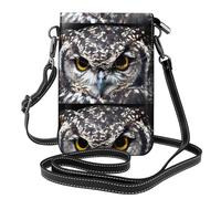 YYHHAOFA Leather Crossbody Small Cell Phone Purse 7.6x4.9in Yellow Eyed Owl Picture For Walking, Camping, Shopping, Travel, And Outdoor Use