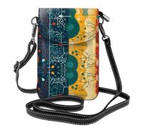 YYHHAOFA Left And Right Brain Advantage Pattern Small Leather Women'S Crossbody Flip Phone Bag, Waterproof And Durable
