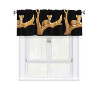 YYHHAOFA Leopard cub on Tree Trunk Printed Short Curtains with Valance Rod 54x18in - Curtain Valance Kitchen Bathroom Laundry Room Studio - Home Decor