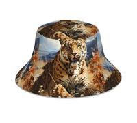 YYHHAOFA Leopard in Search of Prey Printing Reflective Bucket Hat Lightweight, Breathable, Foldable for Men & Women Black