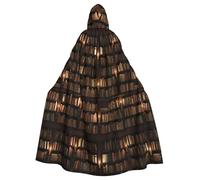 YYHHAOFA Library Bookshelf Book Prints Hooded Cloak - Long Polyester Throw for Cosplay & Halloween