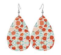 YYHHAOFA Life Flowers Prints Drip Leather Earrings - Elegant Faux Leather Drops for Festive & Everyday Style