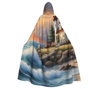 YYHHAOFA Lighthouse Diamond Painting Pattern Halloween Adult Hooded Cape Men'S And Women'S Clothing Mantle Role-Playing